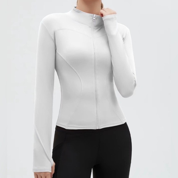 Tops - White Zip-Up Athletic Jacket